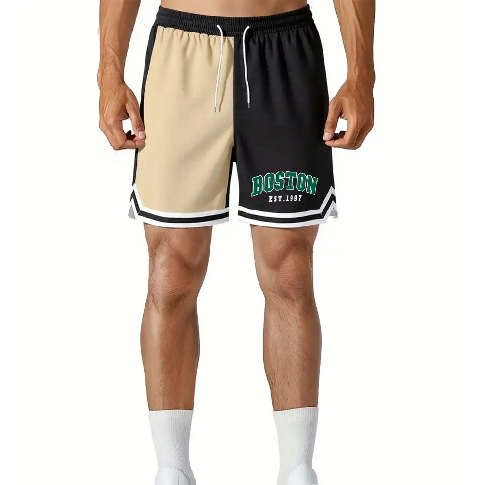 Men's Basketball Shorts Boston Print Sports Casual Shorts Quick Dry Fitness Shorts Men's Summer Fitness Running Basketball