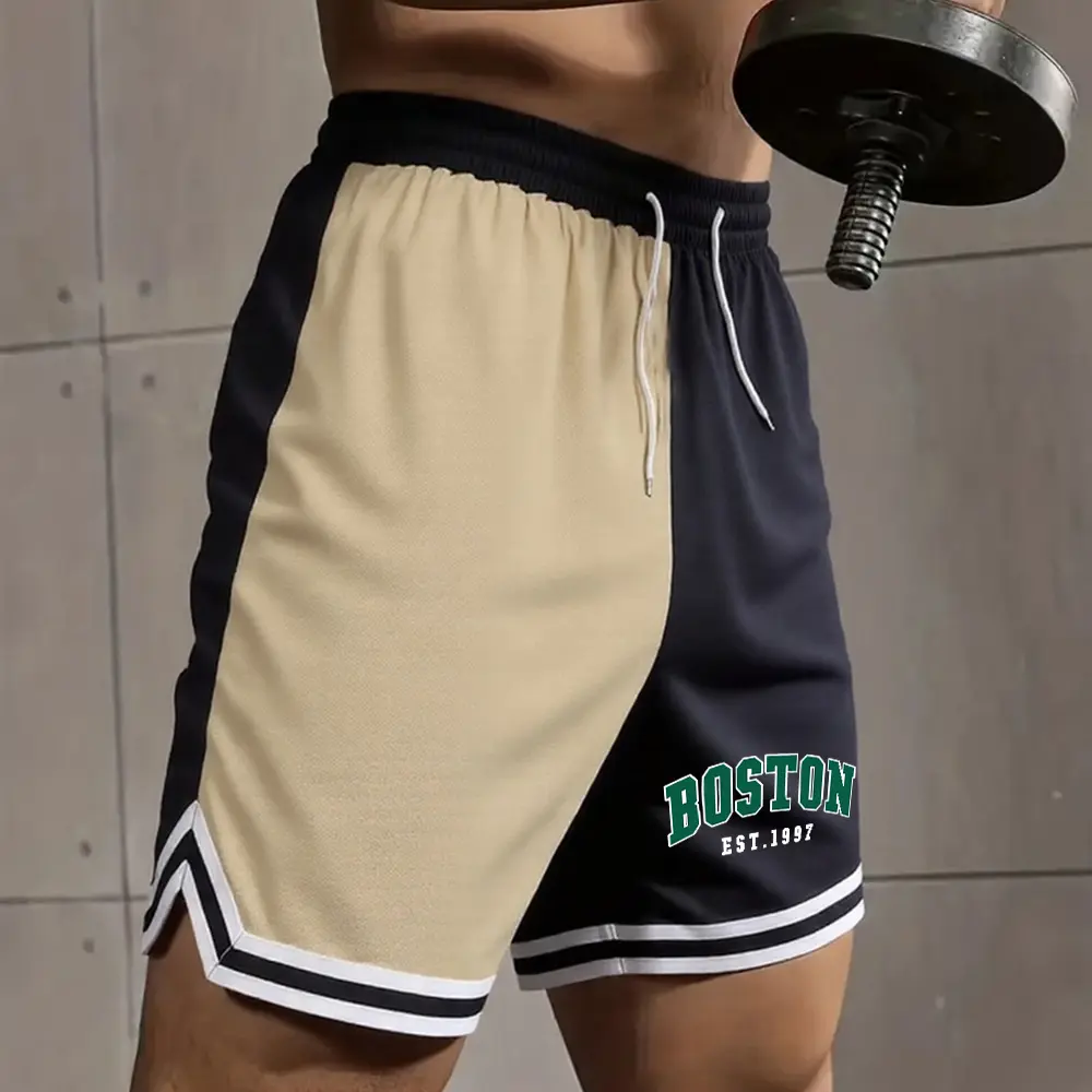 Men's Basketball Shorts Boston Print Sports Casual Shorts Quick Dry Fitness Shorts Men's Summer Fitness Running Basketball