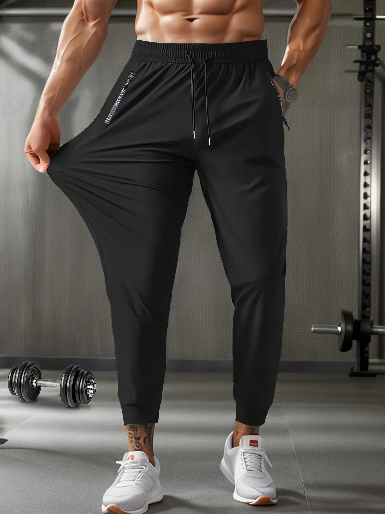 Men's summer quick-drying ice silk men's trousers ultra-thin breathable sweat-absorbent casual sports fitness trousers