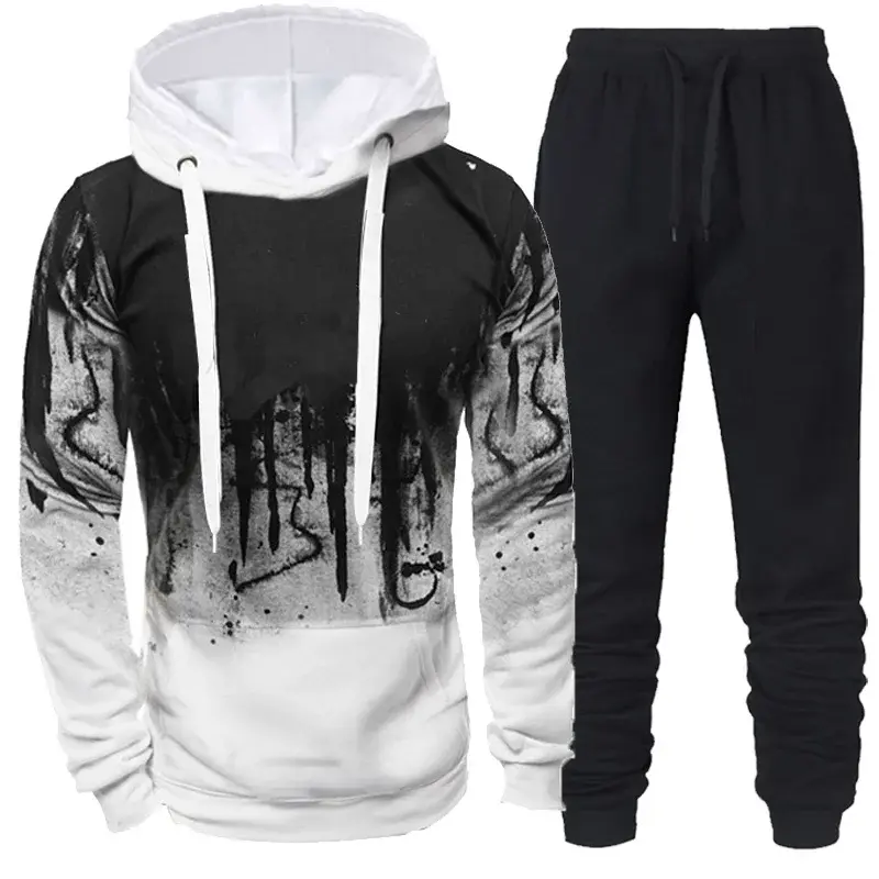 Men's Casual Tracksuits Set Autumn Winter Casual Hoodies+Sweatpants 2PCS Trendy Streetwear Matching Sets Sweatershirts Pants