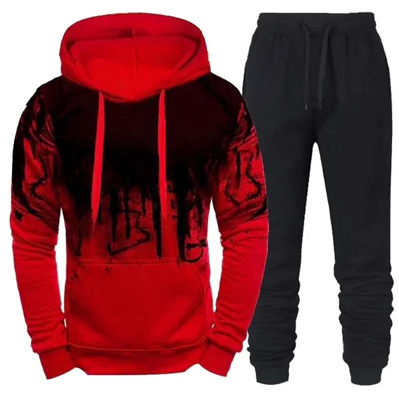 Men's Casual Tracksuits Set Autumn Winter Casual Hoodies+Sweatpants 2PCS Trendy Streetwear Matching Sets Sweatershirts Pants