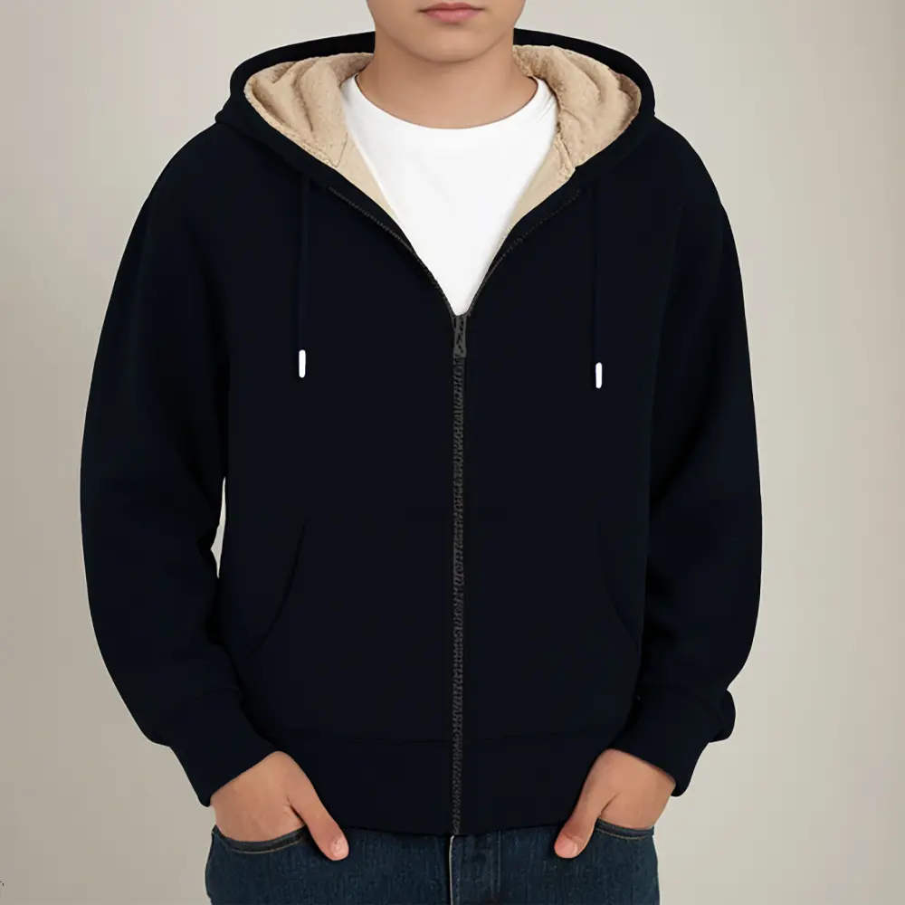 Winter Thicke Jacket Men's Lambwool Hoodies Warm Zipper Sweatshirts Loose Casual Printing Zip Up Jackets Long Sleeve Cardigan