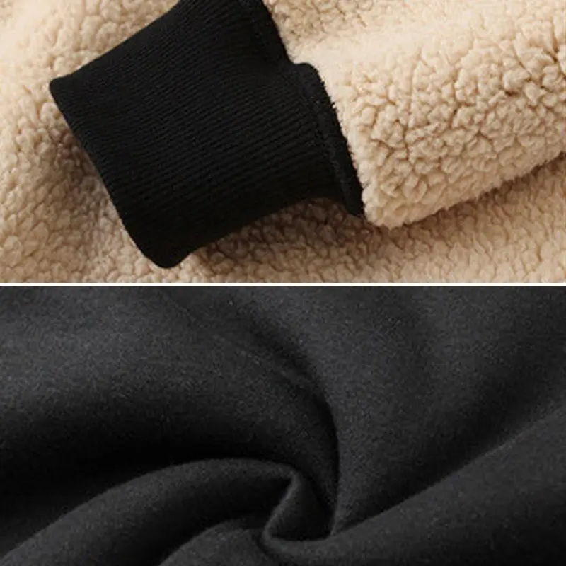 Winter Thicke Jacket Men's Lambwool Hoodies Warm Zipper Sweatshirts Loose Casual Printing Zip Up Jackets Long Sleeve Cardigan
