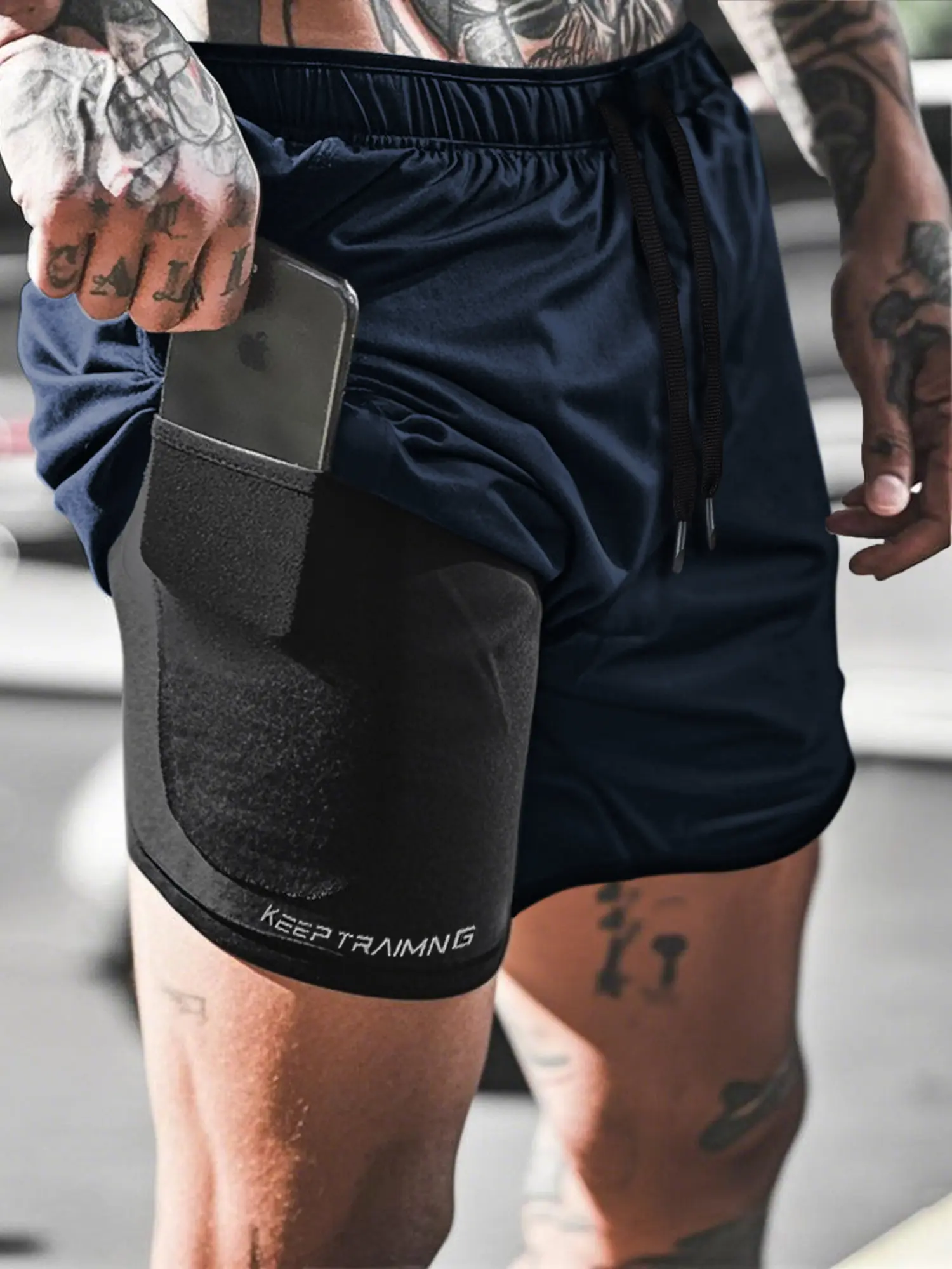 Men's casual outdoor sports double-layer shorts three-pack breathable quick-drying summer