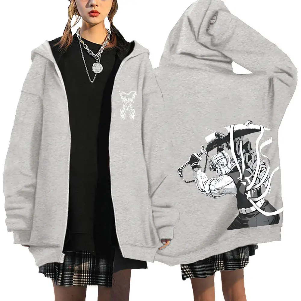Unisex Zipper Sweatshirt Streetwear Oversized Japanese Anime Prints Graphic Zip-Up Hoodie Autumn And Winter Hoodie Harajuku Coat