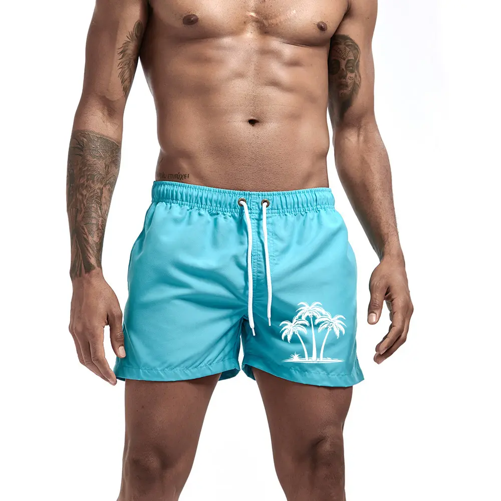 Men's Beach Shorts Coconut Tree Printed Swim Trunks Quick Dry Swim Shorts for Men Swimming Surfing Beach Summer 13 Colors S-3XL