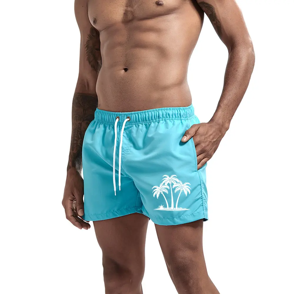 Men's Beach Shorts Coconut Tree Printed Swim Trunks Quick Dry Swim Shorts for Men Swimming Surfing Beach Summer 13 Colors S-3XL