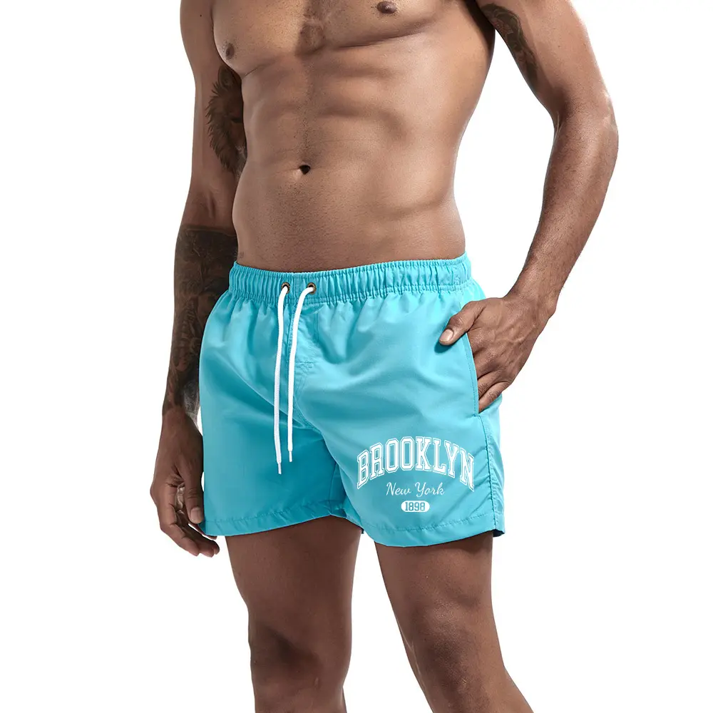 Brooklyn Printed Swim Trunks Quick Dry Beach Shorts Men's Swimming Surfing Beach Pool Party Summer 12 Colors