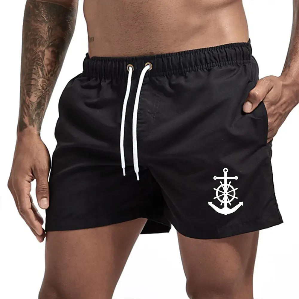 Men's Swim Trunks Anchor Print Board Shorts Quick Dry Swim Shorts for Swimming Surfing Beach Water Sports Summer 12 colors S-3XL