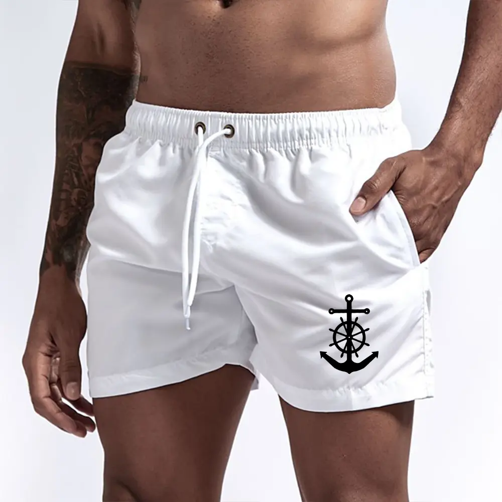 Men's Swim Trunks Anchor Print Board Shorts Quick Dry Swim Shorts for Swimming Surfing Beach Water Sports Summer 12 colors S-3XL