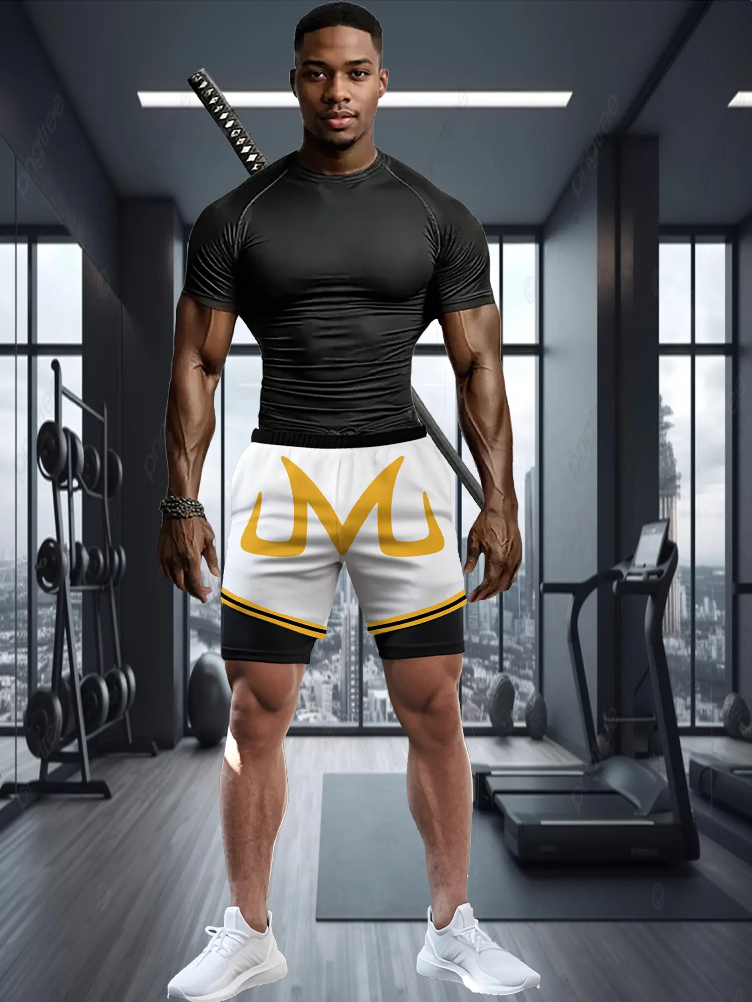M Lettering Print 2-in-1 Anime Gym Shorts Internal Pocket Performance Shorts Quick-dry Mesh Athletic Short Pants Summer Male
