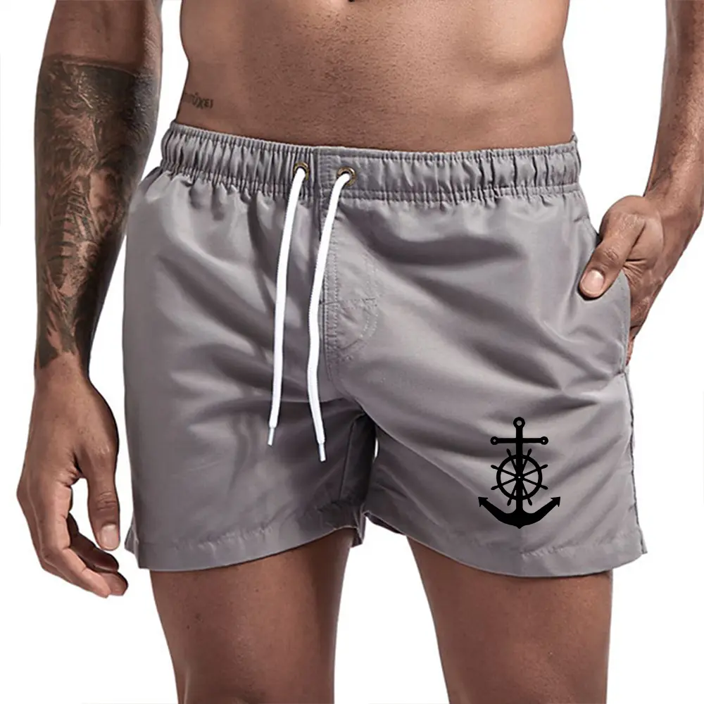 Men's Swim Trunks Anchor Print Board Shorts Quick Dry Swim Shorts for Swimming Surfing Beach Water Sports Summer 12 colors S-3XL