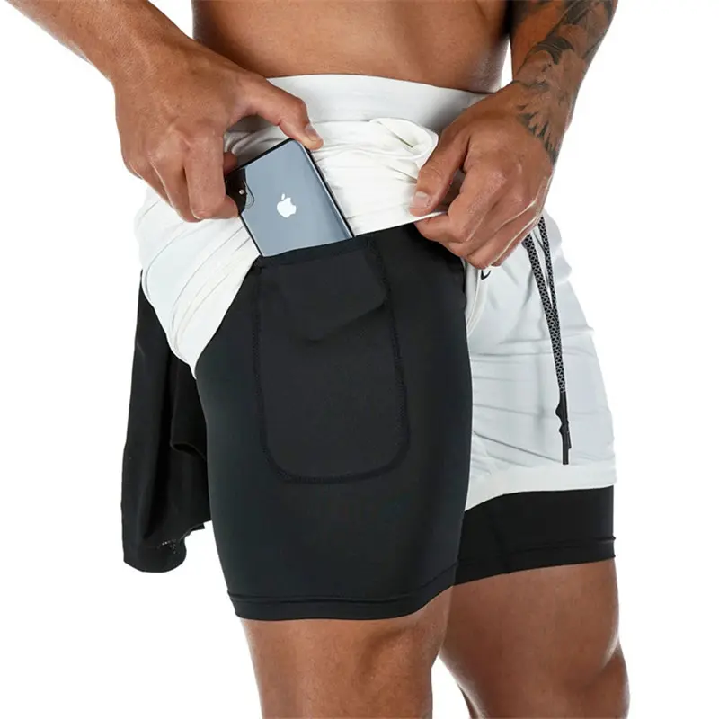 2-in-1 Performance Shorts for Men Fitness Double Layer Quick Dry Gym Shorts Sports Running Short Pants Summer Training 13 Colors
