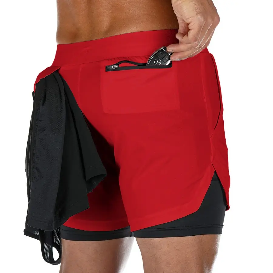 2-in-1 Performance Shorts for Men Fitness Double Layer Quick Dry Gym Shorts Sports Running Short Pants Summer Training 13 Colors