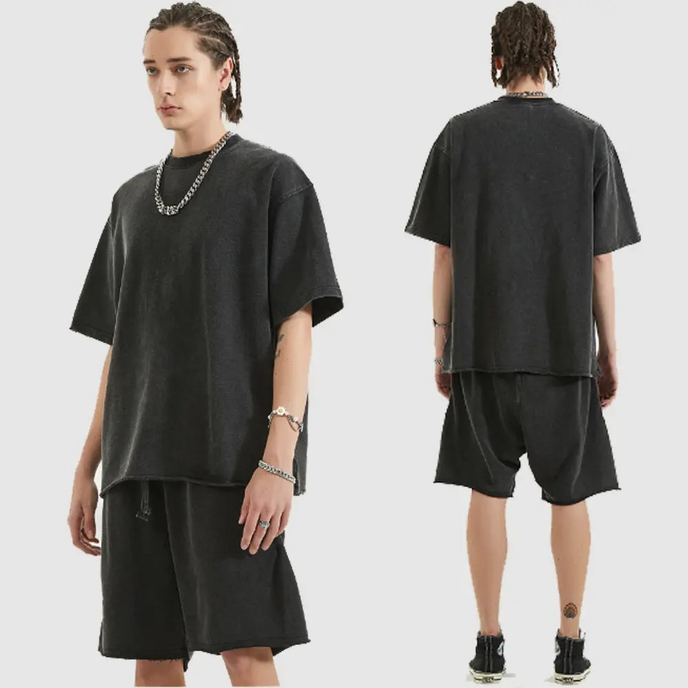 Men's and Women's Casual Short Sleeved Retro Washed Short-Sleeved Vest Sports Fitness T-shirt Loose Summer