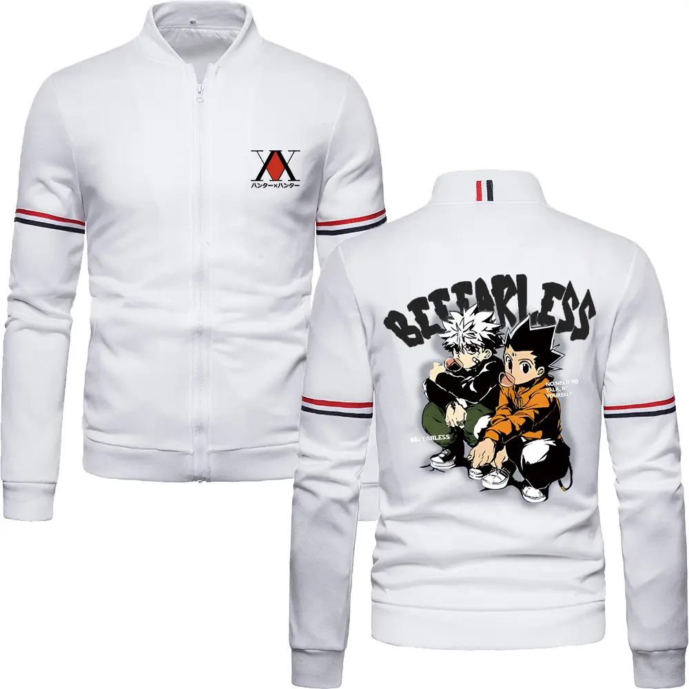 Hunter X Hunter Anime Baseball Jacket for Men Manga Casual Zip Up Sweatshirts Preppy Style Jacket Coat Streetwear Autumn Winter