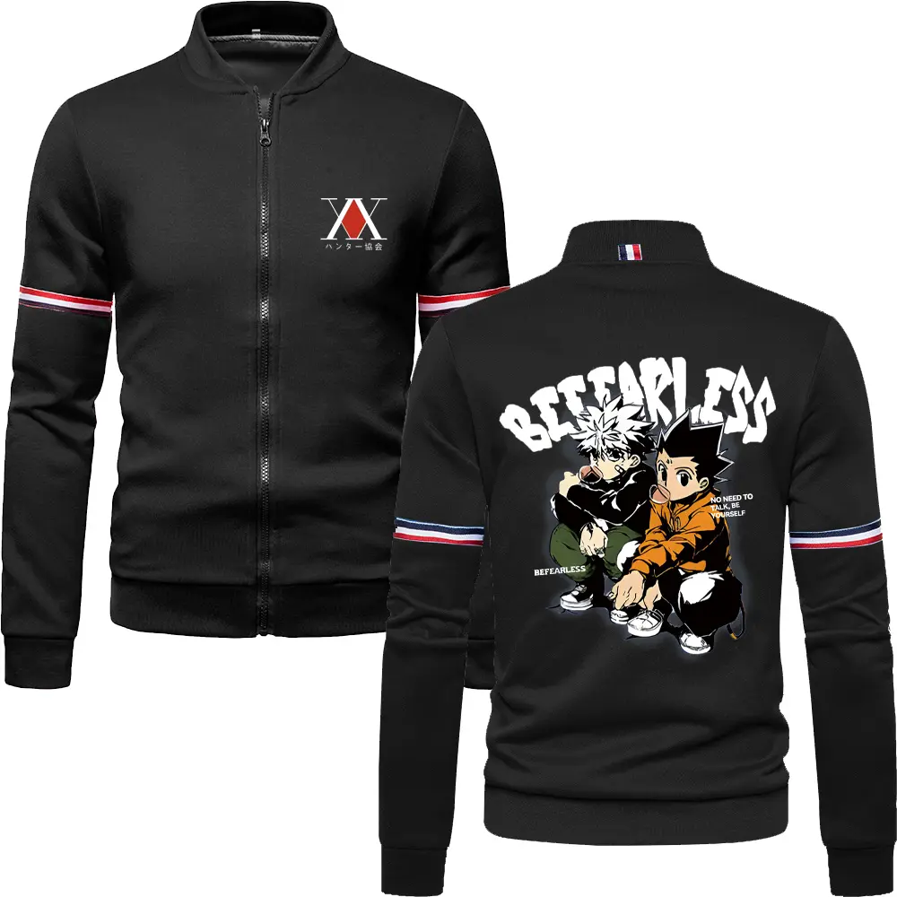Hunter X Hunter Anime Baseball Jacket for Men Manga Casual Zip Up Sweatshirts Preppy Style Jacket Coat Streetwear Autumn Winter