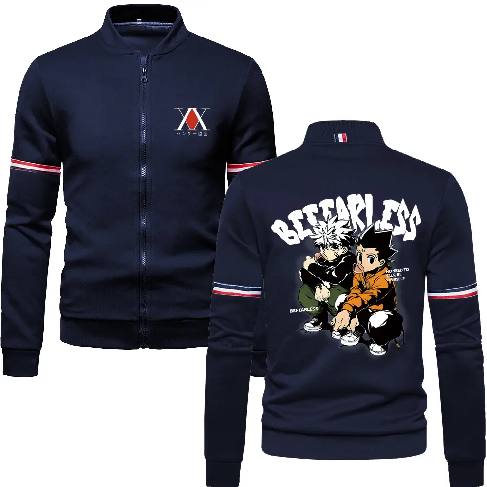 Hunter X Hunter Anime Baseball Jacket for Men Manga Casual Zip Up Sweatshirts Preppy Style Jacket Coat Streetwear Autumn Winter