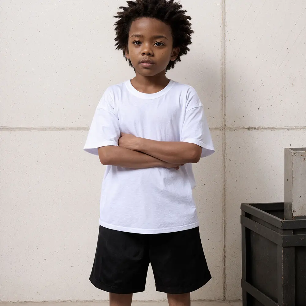 Children's Solid Color Casual Short Sleeved Retro100% Cotton Short-Sleeved Sports Fitness T-Shirt Boys And Girls Kid's Clothing