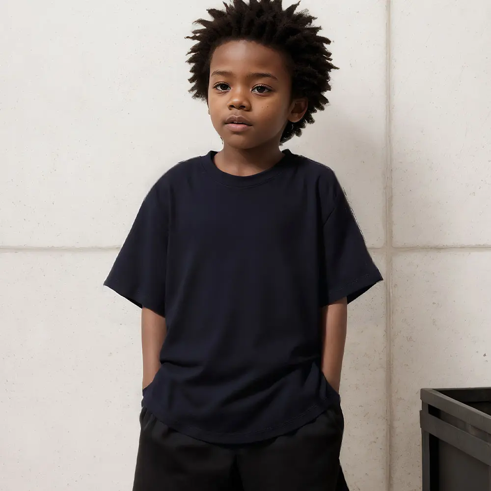 Children's Solid Color Casual Short Sleeved Retro100% Cotton Short-Sleeved Sports Fitness T-Shirt Boys And Girls Kid's Clothing