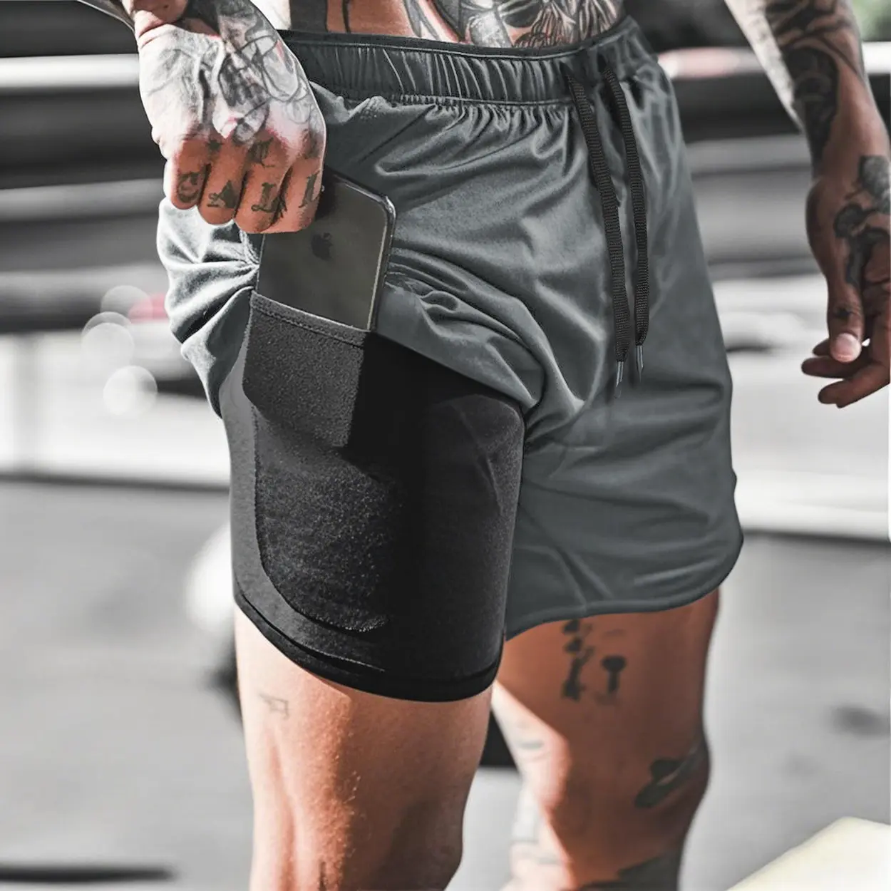 3PCS Men's Gym Shorts Fitness Summer 2-in-1 Performance Shorts for Men Running Workout Sports Shorts Pants Lined with Pocket