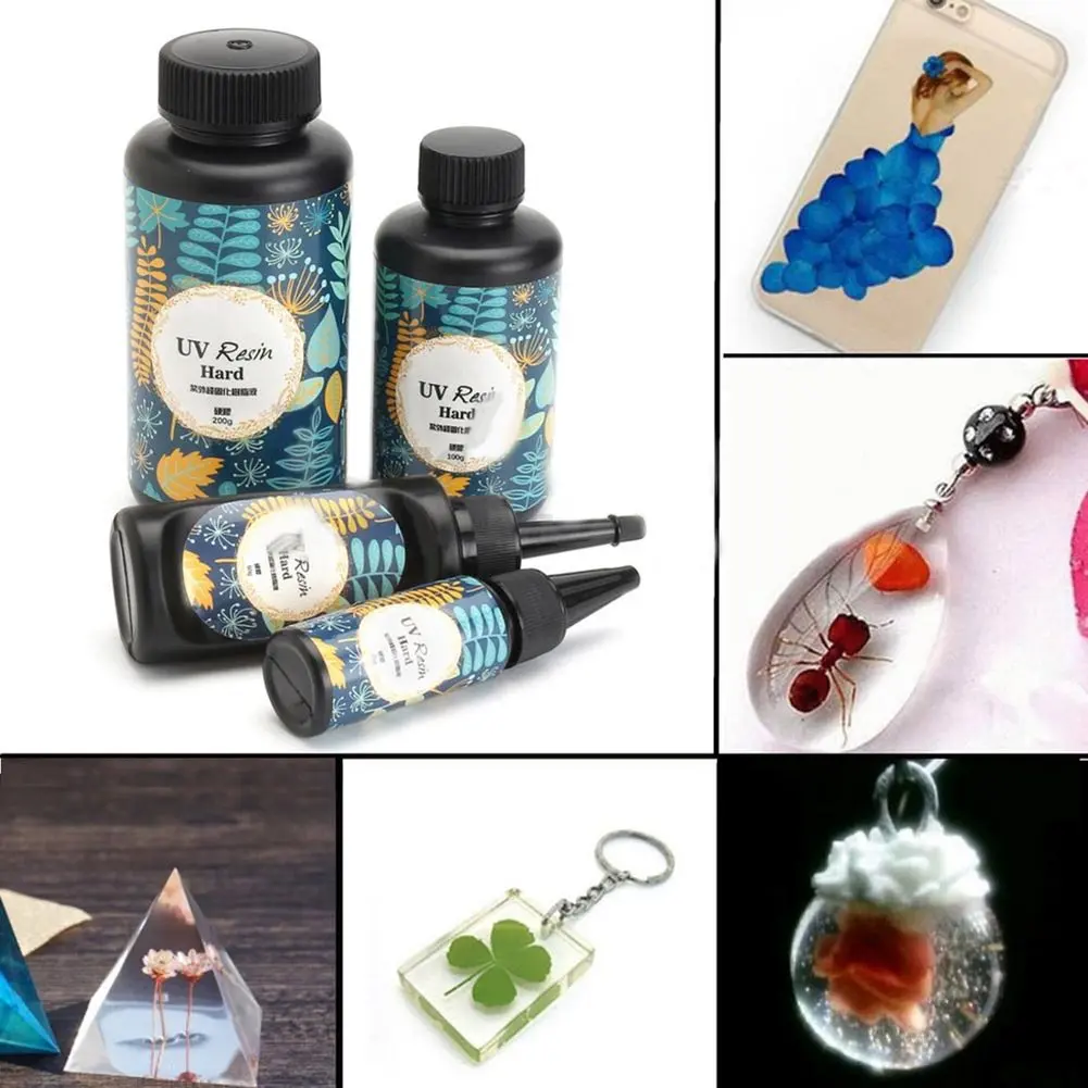 UV Resin Hard Glue Crystal Clear Ultraviolet Curing DIY Epoxy Resin Silicone Mold UV Glue Solar Sunlight Jewelry Making Tool