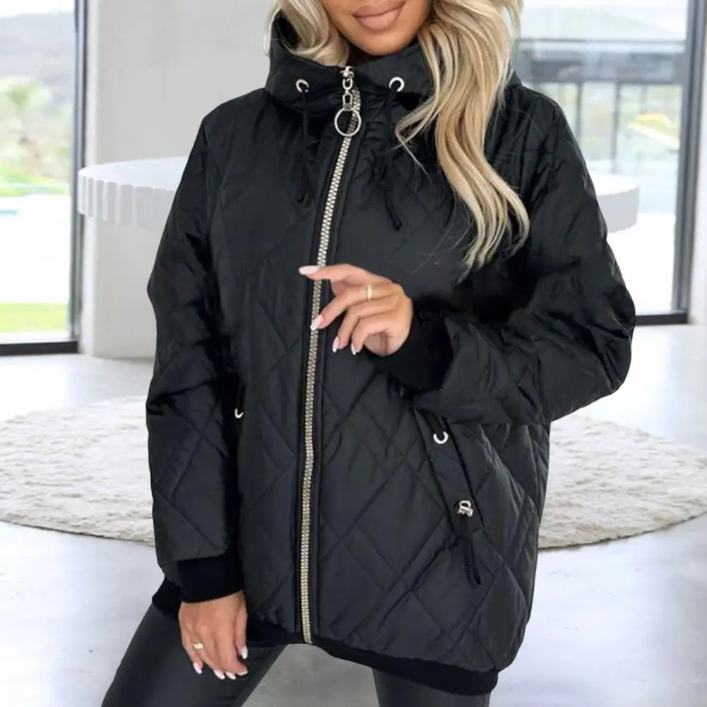 2024 Autumn/Winter New Product Women's New Fashion and Casual Versatile Stand up Collar Hooded Jacket Cotton Coat