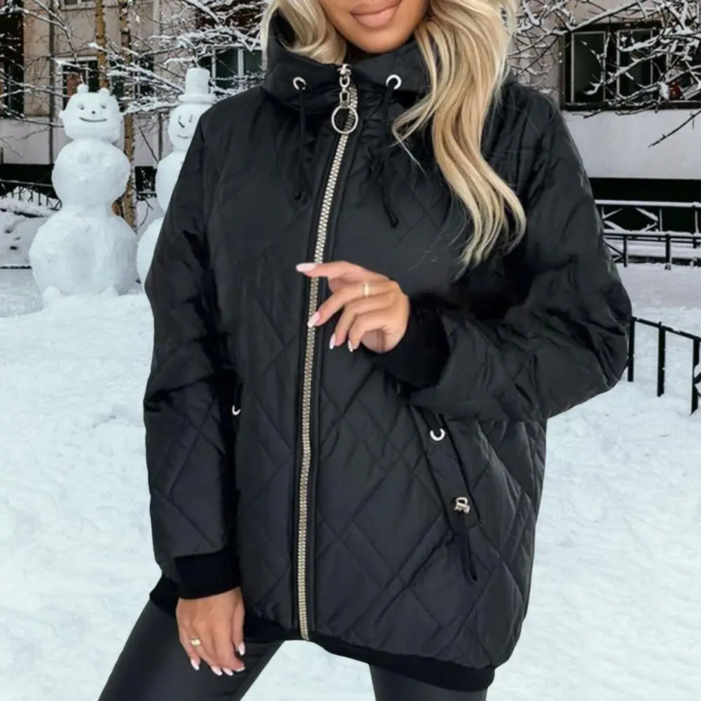 2024 Autumn/Winter New Product Women's New Fashion and Casual Versatile Stand up Collar Hooded Jacket Cotton Coat
