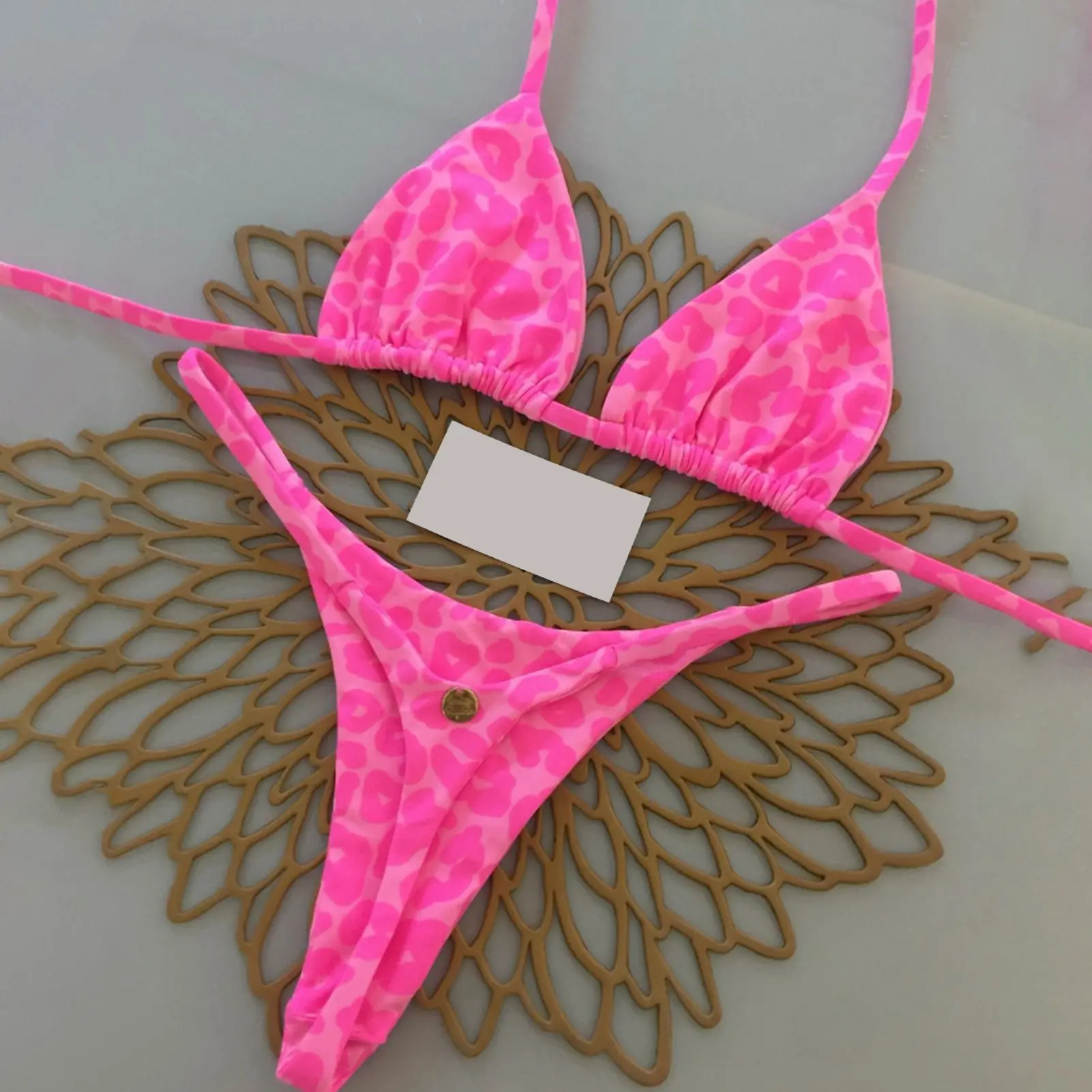 Print Sexy Bikini Sets Halter Lace-up Tops Thongs Beach Style Bathing Suit Y2k Swimsuits Women Beachwear Купальник Женский 2025