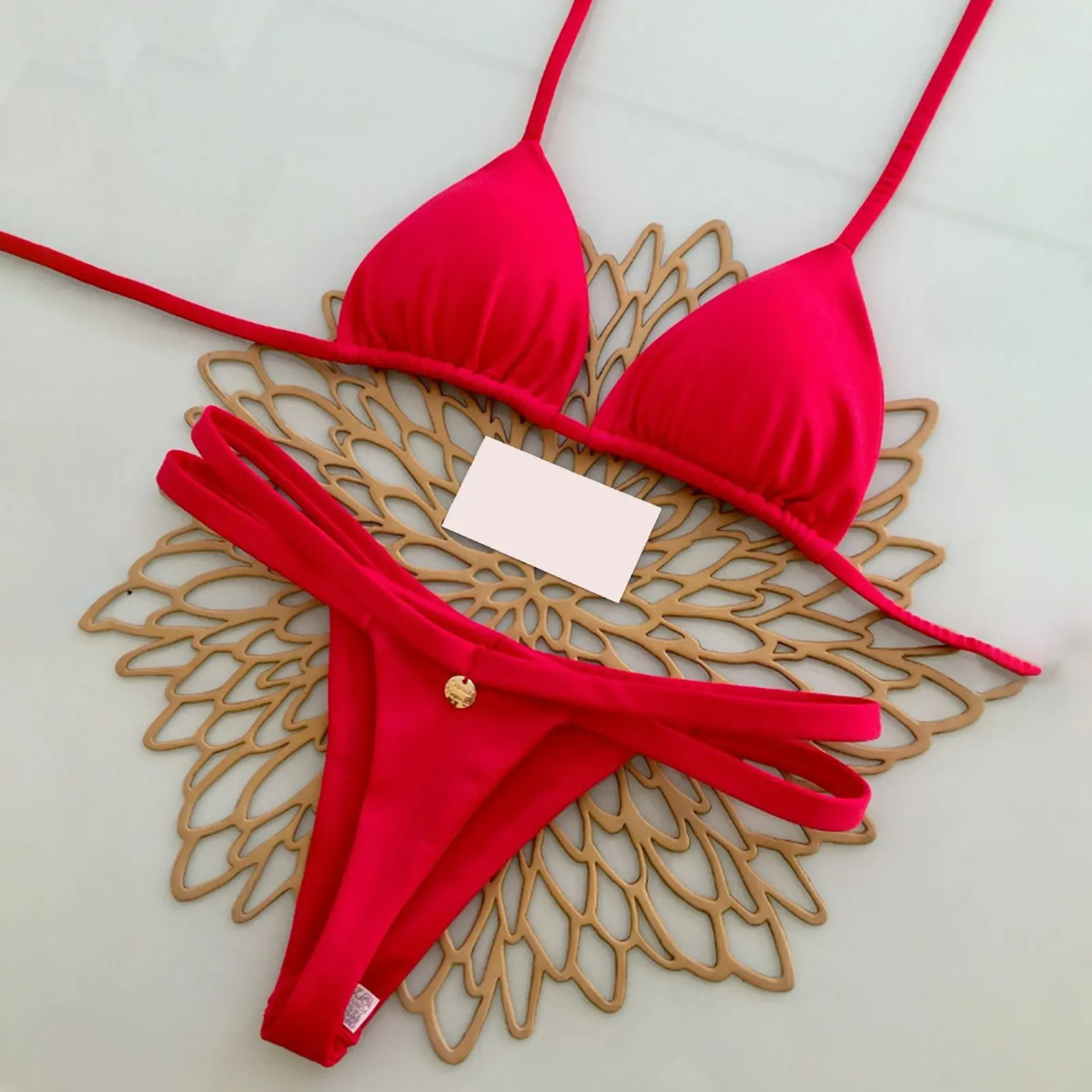 Print Sexy Bikini Sets Halter Lace-up Tops Thongs Beach Style Bathing Suit Y2k Swimsuits Women Beachwear Купальник Женский 2025