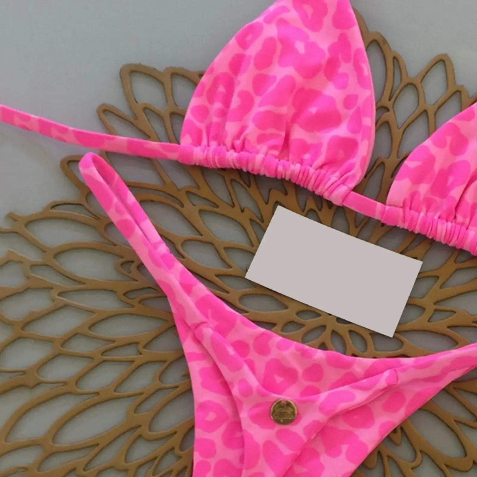 Print Sexy Bikini Sets Halter Lace-up Tops Thongs Beach Style Bathing Suit Y2k Swimsuits Women Beachwear Купальник Женский 2025