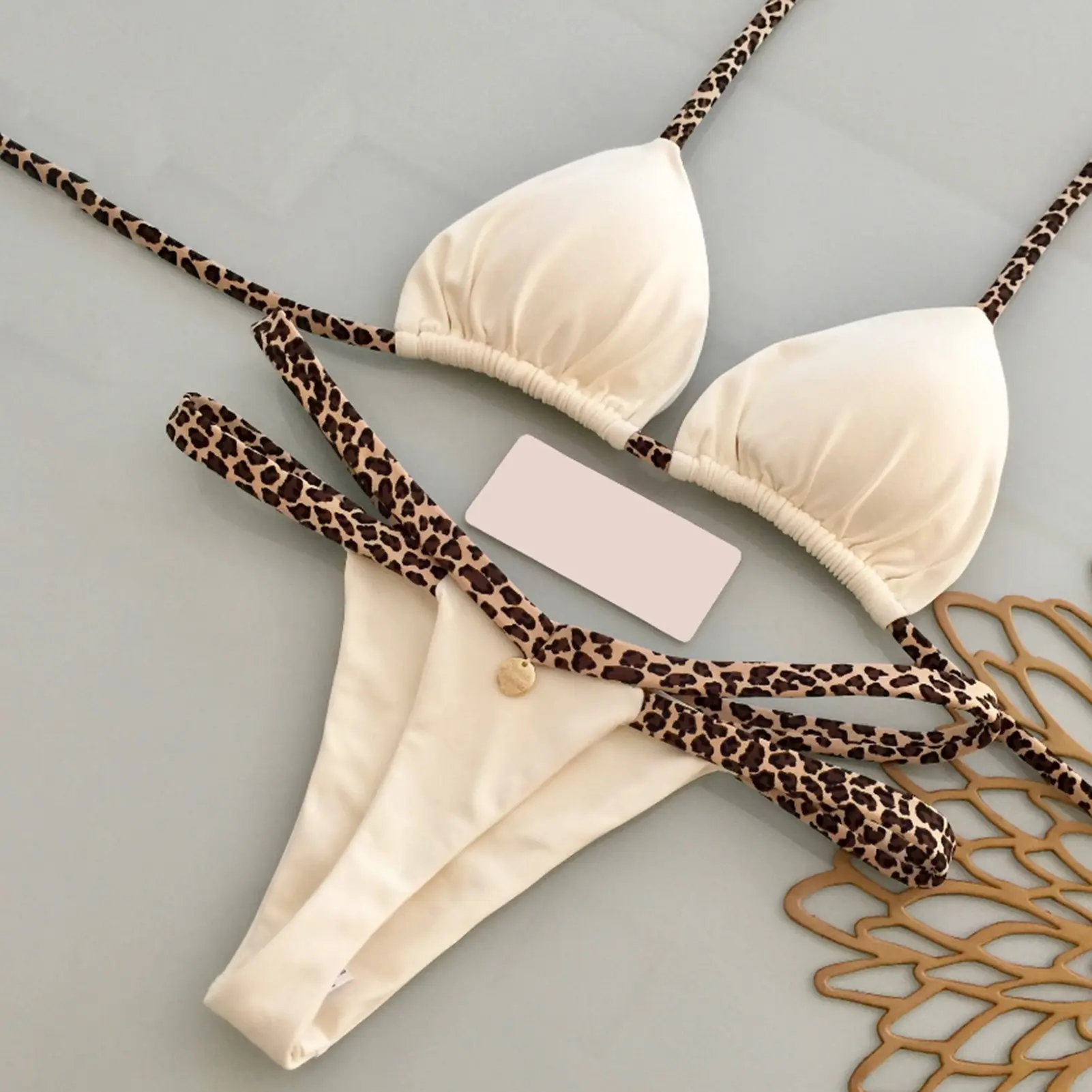 Print Sexy Bikini Sets Halter Lace-up Tops Thongs Beach Style Bathing Suit Y2k Swimsuits Women Beachwear Купальник Женский 2025