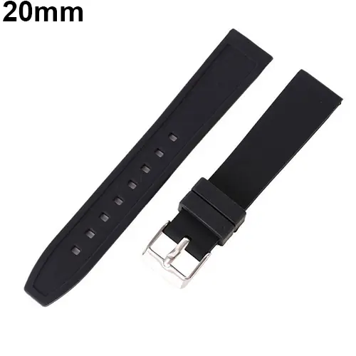 16mm - 28mm Waterproof Solid Soft Silicone Buckle Black Watch Strap Band Replacement Watchband Belt  Watch Accessories 18mm 20mm