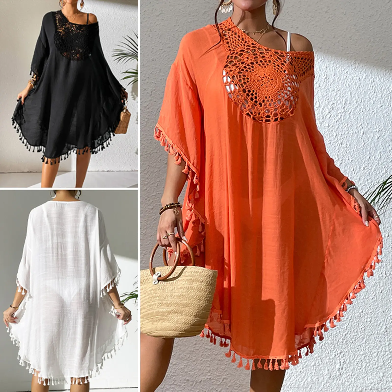 2023 Lace Beach Cover up Pareo Beachwear Swim suit Cover up Playa Pareo Tunics for Beach Swimwear Women Lace Beach Dress