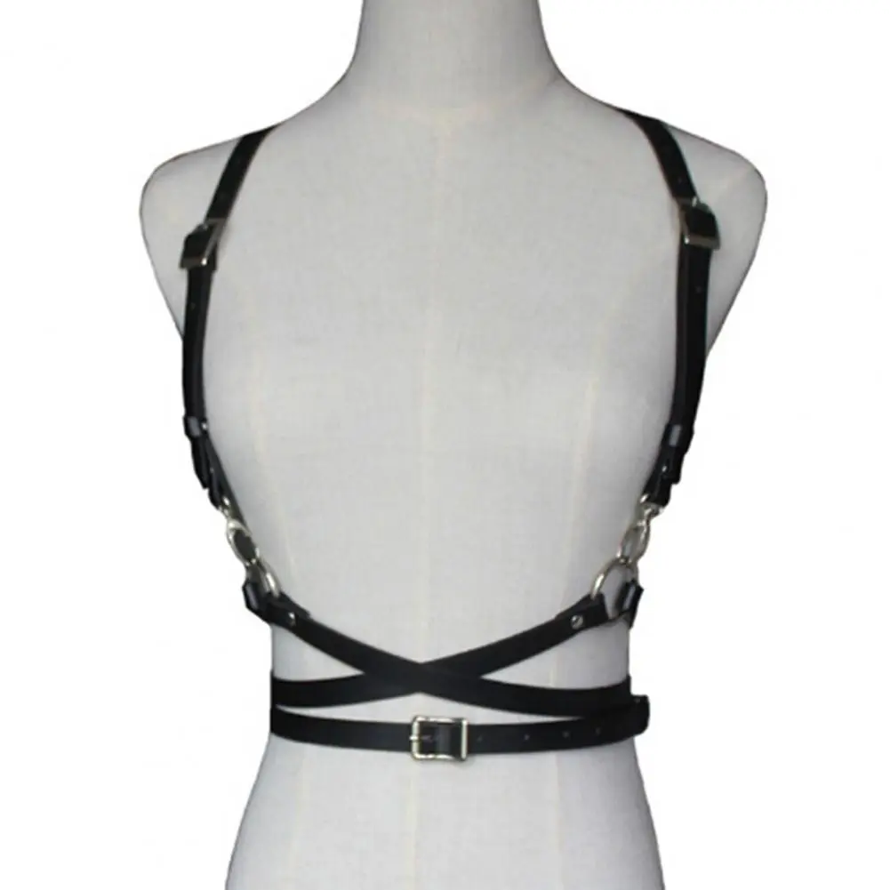 Gothic Handmade PU Leather Harness Belts Fashion Faux Leather Cage Vest Chest Sculpting Body Strap Waist Belt Cincher Harajuku