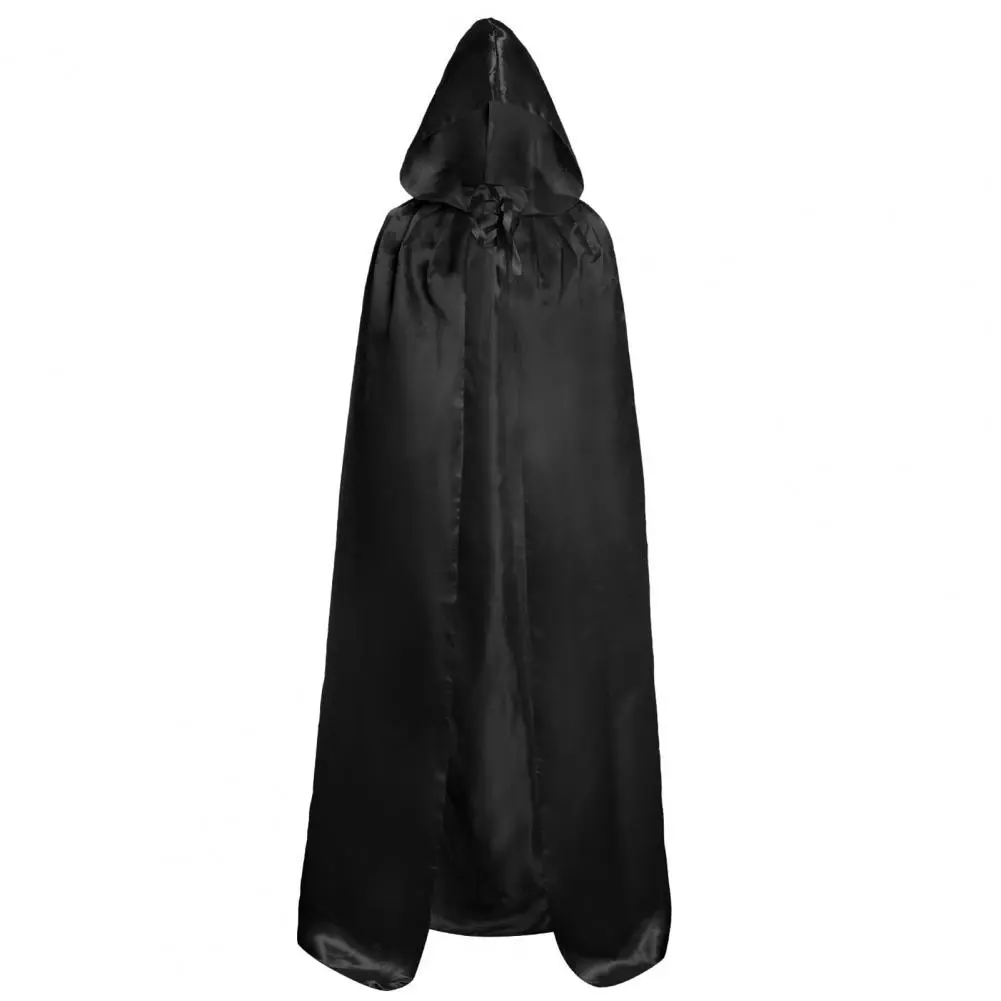 Black Robe Black Hooded Halloween Cape for Adults Kids Robe Cosplay Costume with Different Lengths for Performance Attire