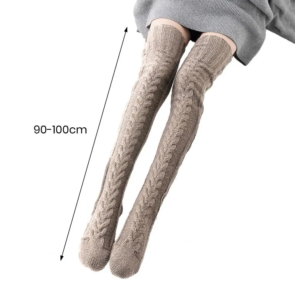 Women's Stockings Wool Foot Warmers Fashion Lady Stockings Cute Autumn Winter Solid Color Thigh-high Socks Acrylic Fibers