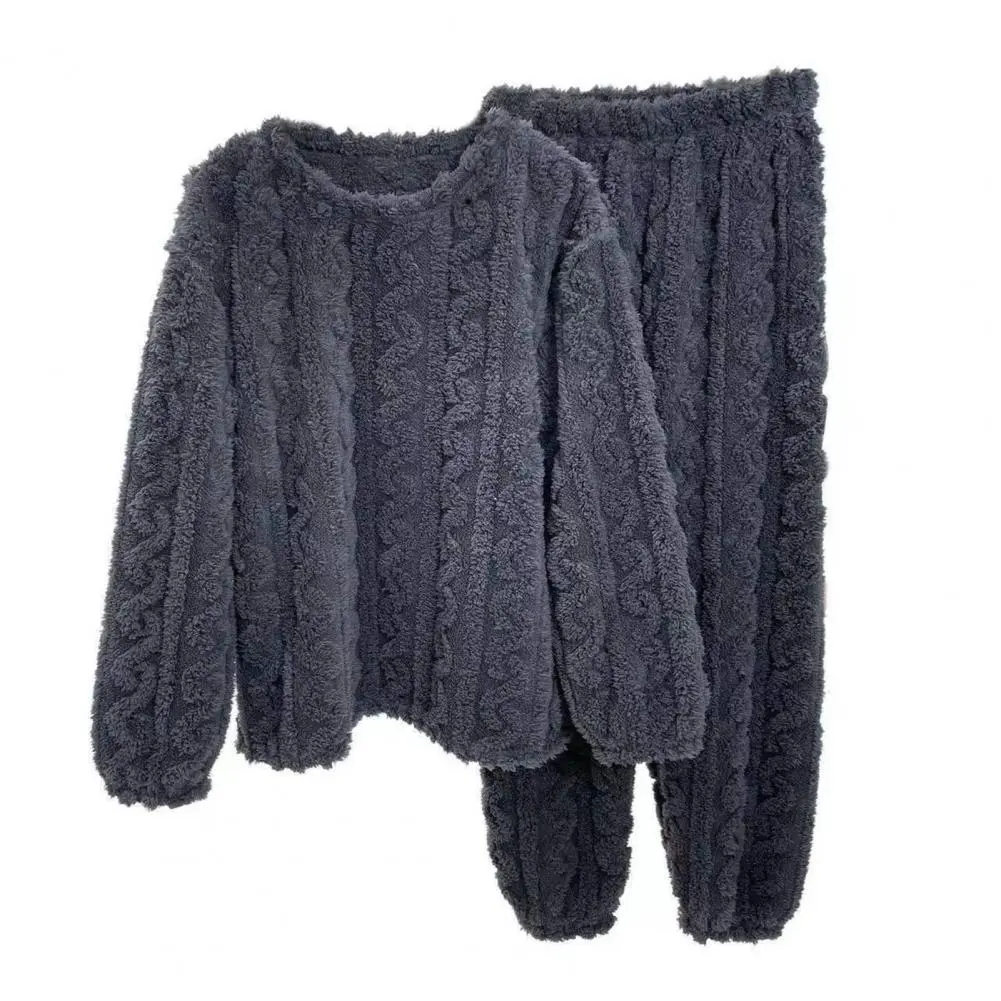 Women Warm 2 Piece Sets Thicken Soft Velvet Ribbed Fleece Set Pullover And Pants Casual Pajama Sets Women Autumn Winter 2023
