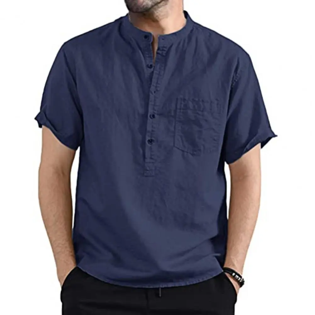 Men's Summer New Pure Cotton Hemp Button Short Sleeves Fashion Large Blouse Top 2021 New Fashion Shirts For Men Plus Size