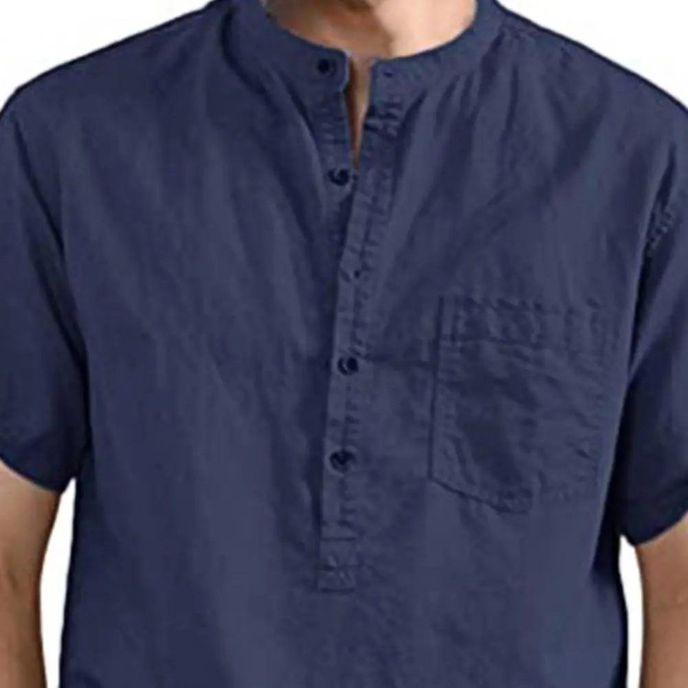 Men's Summer New Pure Cotton Hemp Button Short Sleeves Fashion Large Blouse Top 2021 New Fashion Shirts For Men Plus Size