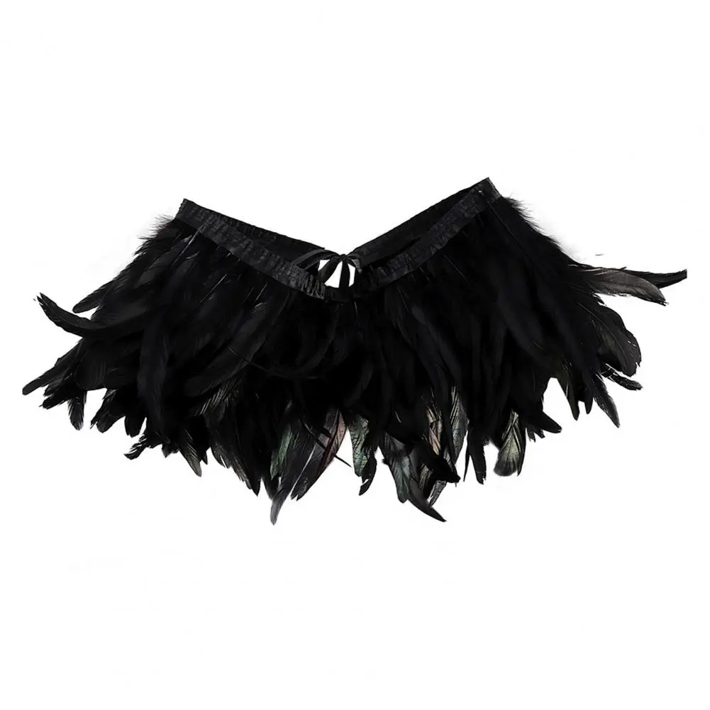 Feather Scarf Colorful Feather Shawl for Halloween Parties Style Cloak with Lace-up Ribbon Wear As Skirt or Shawl Costume