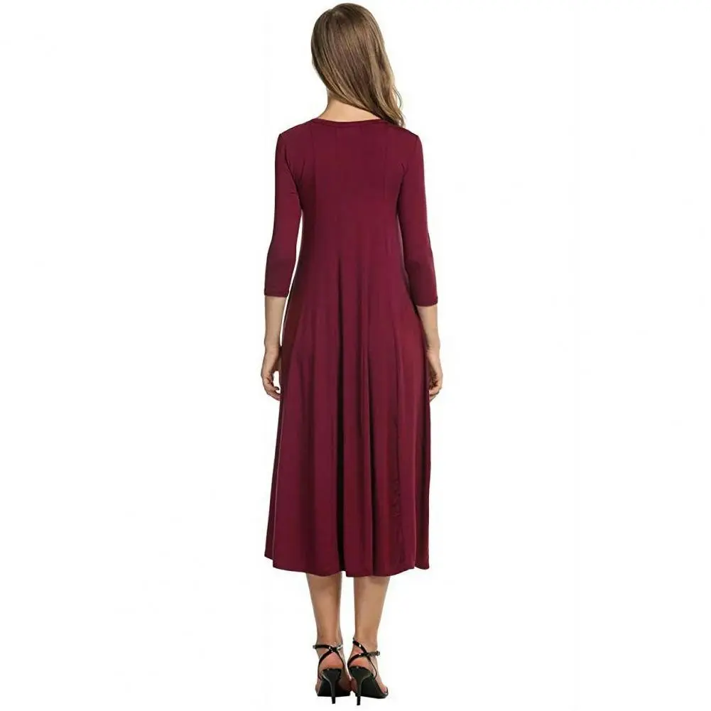 Solid Lady Party Casual Clothing Vestidos Summer Elegant A-Line Pleated Midi Dress For Women