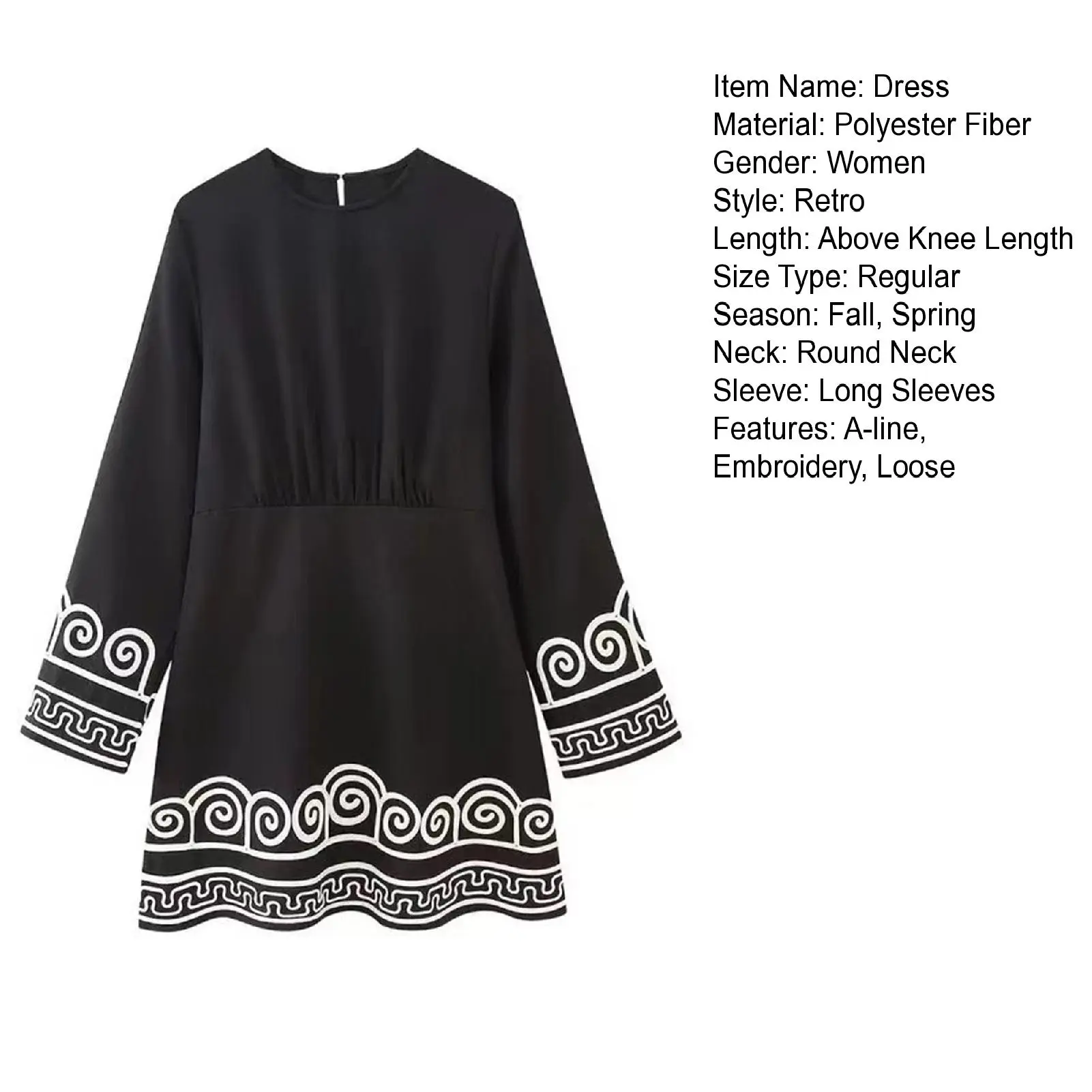 Autumn And Winter New Women's Fashion Splice Round Neck Slim Fit Long Sleeve Printed A-Line Dress Plus Size Elegant Dress 2024