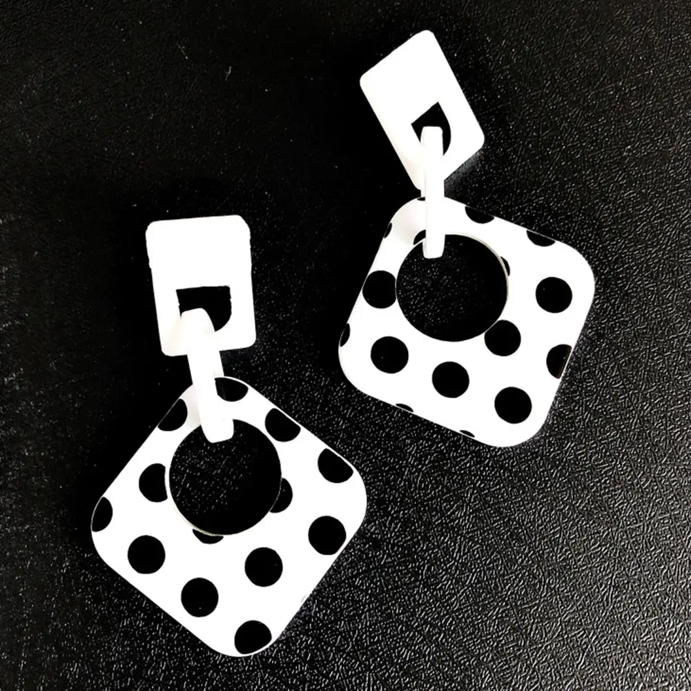 Women Polka Dot Dangle Earrings Hollow Rhombus Geometric Dangle Ear Stud Cuff Earrings Jewelry pendientes серьги женские