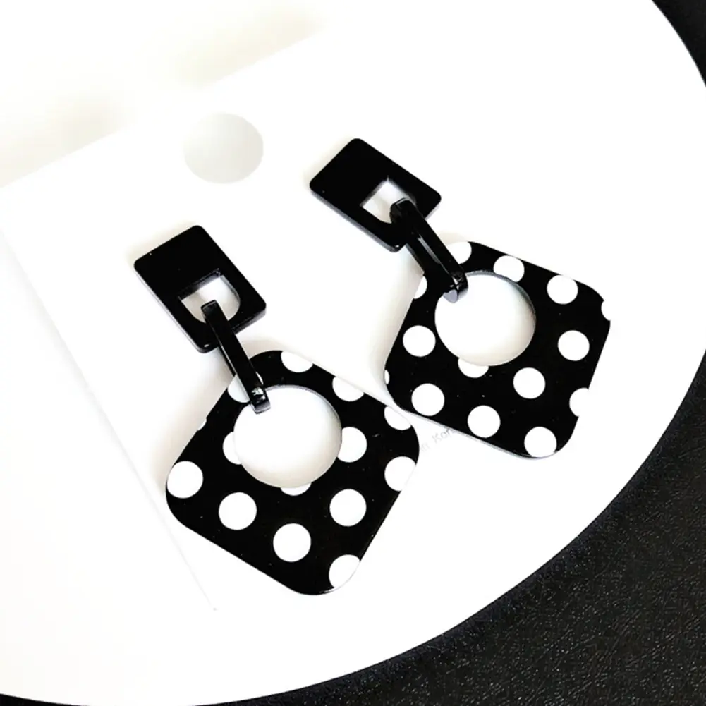 Women Polka Dot Dangle Earrings Hollow Rhombus Geometric Dangle Ear Stud Cuff Earrings Jewelry pendientes серьги женские