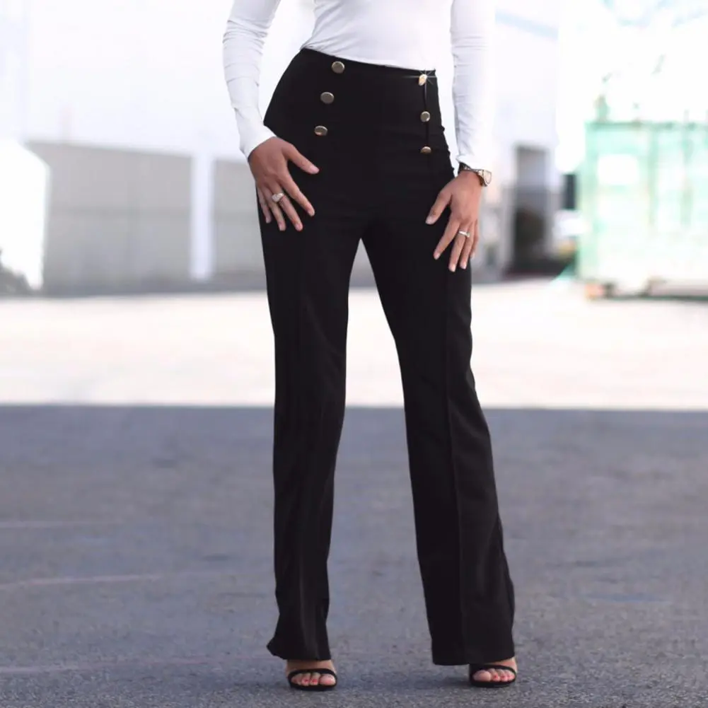 Women Pants Regular Fit Women's Stretchy Bootcut Dress Pants High Waist Business Slacks for Office Work Button Front Workwear