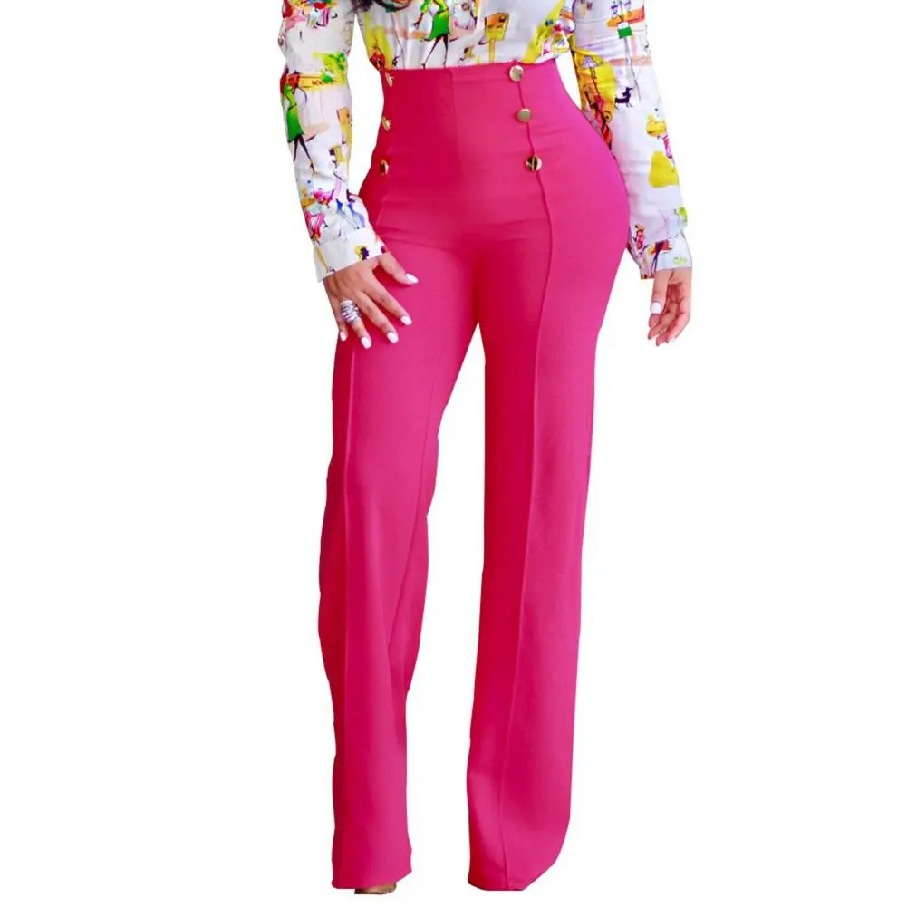 Women Pants Regular Fit Women's Stretchy Bootcut Dress Pants High Waist Business Slacks for Office Work Button Front Workwear