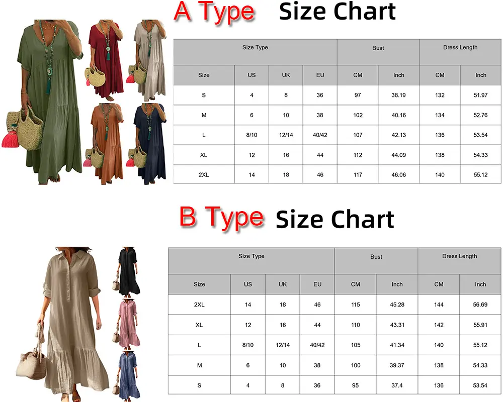Women Long Shirt Dress Summer Sundress Vintage Short Sleeve Solid Cotton Vestidos Robe Femme Dresses Kaftan