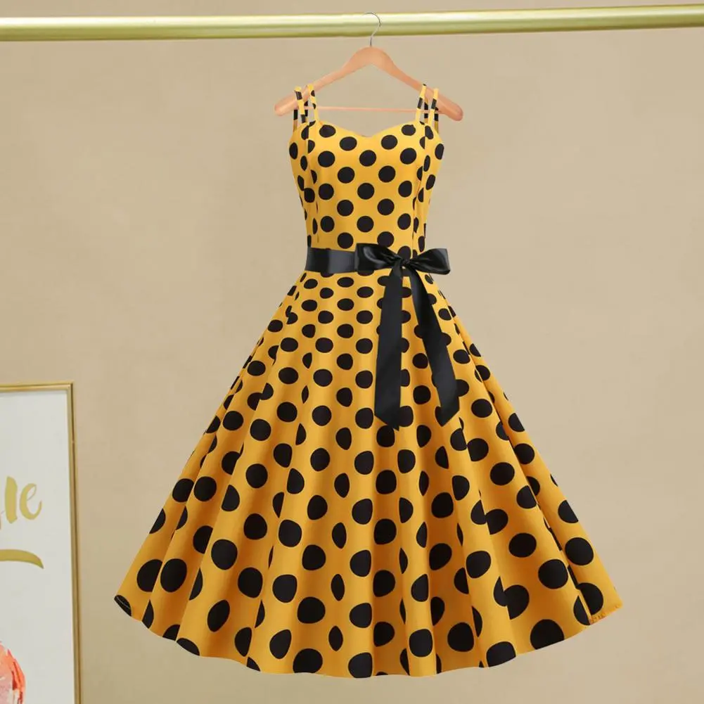 Women Polka Dot Print Summer Dress Sexy Retro White Halter Vintage Dress Robe Femme Pin Up Rockabilly Party Dress