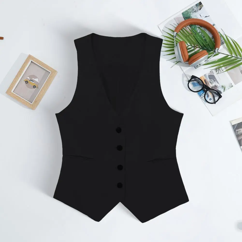 Women's Black Rose Pink Cropped Vest Top Women V Neck Sleeveless Vest Woman Fashion Working Summer Suit Vest Short Coats